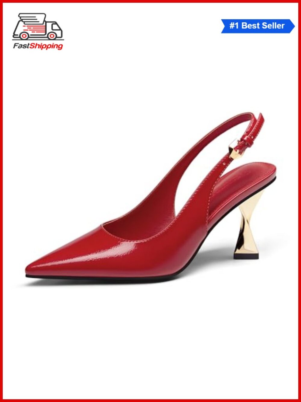 Kitten Heels Slingback Pointed Closed Toe Pumps Faux Leather Dress Shoes